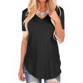 thumbnail image 1 of MAWCLOS Ladies Tee Solid Color T Shirt V Neck Tops Casual Holiday Short Sleeve Tunic Blouse Black M, 1 of 6