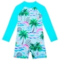 thumbnail image 1 of Girls Rash Guard Swimsuit Floral Printing Sun Protection Long Sleeve Kids Bathing Suits Girls 5-6Years Girl Fashion, 1 of 9