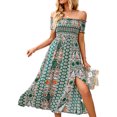 thumbnail image 2 of ANGGREK One Piece Off Shoulder Dress, Off Shoulder Slit Long Dress Floral Printed For Daily Life, 2 of 5