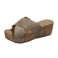 thumbnail image 2 of Gspmoly Sandales à Enfiler pour Femmes, Pantoufles Décontractées Mode pour Femmes à Bout Rond, Chaussures de Plage Décontractées Confortables, Pantoufles Femmes Kaki 40, 2 of 9