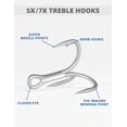 thumbnail image 3 of BLUEWING 7X Treble Hooks 5pcs Needle Point Hooks Fishing Hooks High Carbon Steel Hooks Extra Sharp Fish Hooks for Freshwater Saltwater Fishing, Size 3/0, 3 of 7