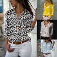 thumbnail image 4 of pitrice Women Lapel Long Sleeve Blouse Girls Floral Pattern Loose Style Tops Shirt, 4 of 6
