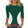 thumbnail image 2 of Ounisa Womens 3/4 Sleeve T Shirts Crew Neck All Over Print Casual Soft Comfy Loose Fit Spring Summer Daily Wear Basic Tops S-2XL, 2 of 9