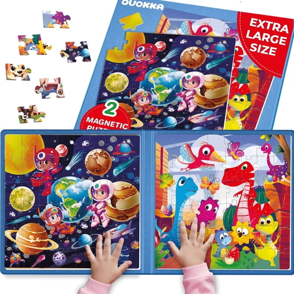 Quokka 48-Piece Magnetic Puzzles – Space & Dino Travel Game for Kids, Learning Toy for Ages 3-6