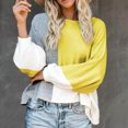 thumbnail image 2 of Pisexur Chandails pour Femmes Tendance Manches Longues Col Rond Chandails Décontractés Patchwork Colorblock Chandails d'Automne Blouse Hauts Pull Ample Surdimensionné Chandails pour Femmes, 2 of 3