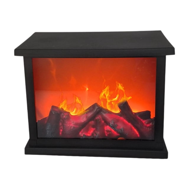S SERENABLE Fireplace Lantern Decorative Portable Fireplace Flameless Fire Light Realistic Flame Atmosphere Light LED Flame Room Decor