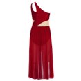 thumbnail image 4 of Moggemol Robe de Danse Ballet Lyrique pour Filles une Épaule Sans Manches Découpe Haute Basse Robe en Maille Fluide Bourgogne 8, 4 of 7