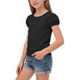 thumbnail image 4 of hengsof T-Shirts à Manches Courtes Bouffantes pour Filles, Col Ras du Cou, Coton Uni, Respirant, T-Shirt Décontracté d'Été, Hauts pour Enfants de 1 à 15 Ans, 4 of 8