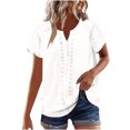 thumbnail image 2 of Liquidation! T-Shirt Grande Taille pour Femmes, Blouse à Manches Courtes d'Été pour Femmes, Blouse en Dentelle à Col Rond Unie pour Femmes, 2 of 5