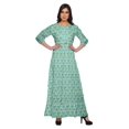 thumbnail image 1 of Moomaya Printed Round Neck 3/4 Sleeve Long Maxi Dress With Drawstring Waist, 1 of 3