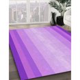 thumbnail image 3 of Ahgly Company Tapis d'Intérieur Ronds de Style Transitionnel Lavables à la Machine, Violet Pourpre, 6 Pieds Rond, 3 of 7