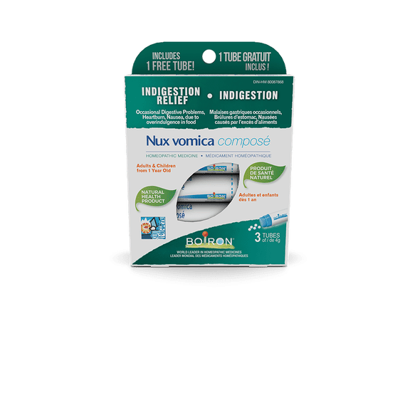 Boiron Nux vomica composé – Lot de 3 Tubes (4 g Chacun, Env. 80 Pastilles par Tube) – Médicament Homéopathique pour Soulager l'Indigestion