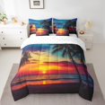 thumbnail image 2 of YST Palm Leaf 7 Pcs Comforter Set Twin Size, Ocean Beach Down Comforter, Nature Theme Duvet Set, Sunset Hawaiian Sheet Set Bed In A Bag, 2 of 5