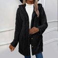 thumbnail image 4 of KIHOUT Womens Winter Long Sleeve Solid Fuzzy Fleece Open Front Button Hooded Cardigans Jacket Coats Outerwear, 4 of 9