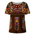 thumbnail image 4 of Birdeem Blouses for Women Womens Retro Ethnic Style Printed Short Sleeved Round Neck Top, 4 of 12