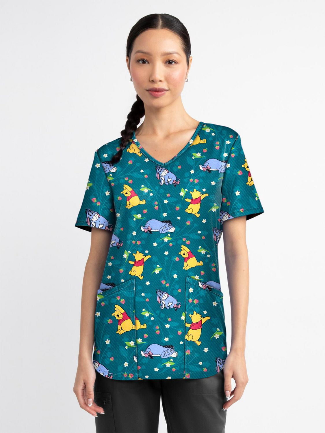 Blouse médicale imprimée Summertime Bliss de la collection Fashion Scrubstar pour femmes, à encolure en V, tailles XS–3XL