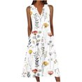 thumbnail image 1 of Meichang Robes d'Été Décontractées pour Femmes Sans Manches à Fleurs Boho Vacances Robes Soleil Col en V Boutons Fluide Ample Robe Midi avec Poches, 1 of 4