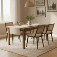 thumbnail image 1 of Noble House Modern Dining Chairs Set of 4, PU Upholstered Easy-Clean Seats with PE Rattan Back,Black + Natural, 1 of 9