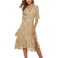 thumbnail image 1 of Fshaion Robe d'Été pour Femmes 2024 Grande Taille Robe Décontractée à Imprimé Col en V Manches Courtes Robe Ample Liquidation à Moins de 10!, 1 of 5