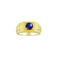 thumbnail image 1 of RYLOS Men's Ring Yellow Gold Plated Silver Ring, 7MM Round Shape Gemstone Designer Style Rings Lapis September Birthstone Rings Silver Size 10, 1 of 7