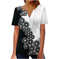thumbnail image 1 of CEHVOM T-shirt à Manches Courtes Décontracté pour Femmes, Col Rond Imprimé, Ample, Blouse, Liquidation, 1 of 5