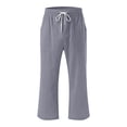 thumbnail image 4 of Timegard Capri Pants for Women Trendy Drawstring Elastic Waist Cropped Pants Straight Leg Solid Color Trousers with Pockets, 4 of 4