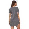 thumbnail image 2 of CNKOO Women‘s Mini Dress Short Sleeve V Neck Pleated Solid Color Tunic, 2 of 7