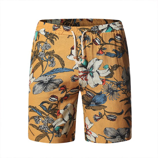CEHVOM Shorts de Plage d'Été en Coton et Lin pour Hommes