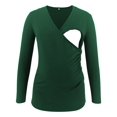 thumbnail image 1 of Jchiup Maternity Shirt Side Button and Ruched Long Sleeve Tunic Nursing Tops, 1 of 6