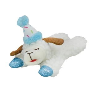 Multipet Lamb Chop Birthday Dog Toy Plush, Blue