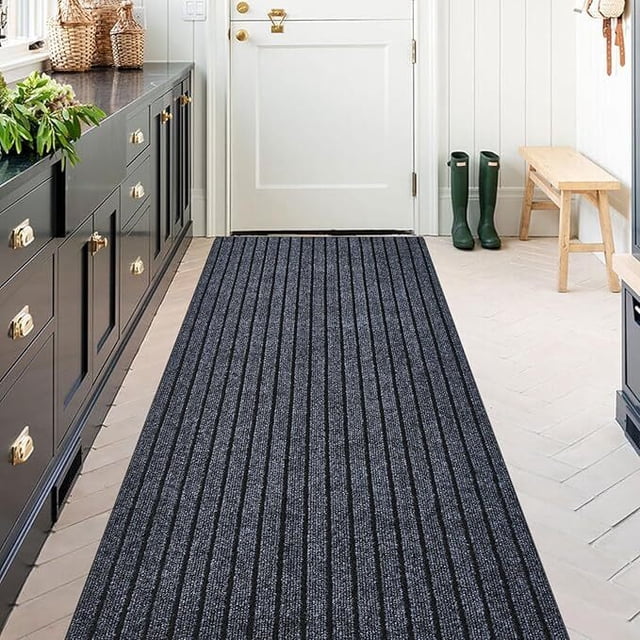 ANTPOP Runner Rug Outdoor Carpet Runners Hallway Non-Slip Rubberback Area Rugs Indoor Entrance Mat for Entryway Kitchen, 3'x8', Striped Gray