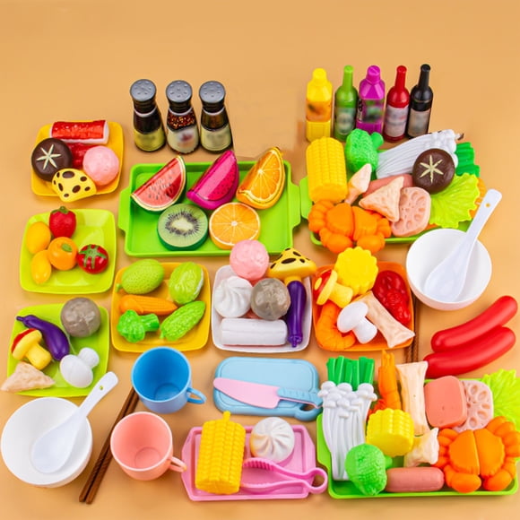 CEHVOM Jouets Éducatifs, Jouets de Jeu d'Imitation pour Tout-Petits, Jouets d'Habillage, Jouet Éducatif pour Garçons et Filles de 1 An, Jouets de Simulation de Maison de Jeu Aliments Fruits de Mer Fruits et Légumes pour Fondue Chinoise de Cuisine
