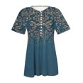 thumbnail image 4 of CEHVOM Femmes Mode Décontractée Imprimé Col Rond Ample Manches Courtes T-shirt Haut Blouse Chandail Liquidation, 4 of 5