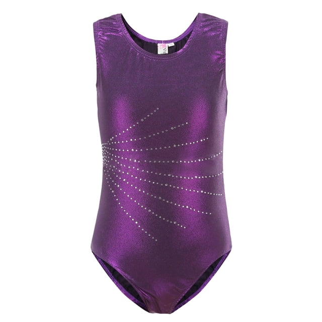 Gymnastics Leotards For Girls Sleeveless Round Neck Dance Clothes Diamond Bodysuit For Gymnastics Dancing