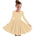 thumbnail image 1 of MeetoTime Robe de Performance pour Filles à Manches Longues, Couleur Unie, Col Rond, Extensible, Robe de Récital Scolaire, 4-14 Ans, Vêtements pour Enfants, 1 of 5