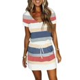 thumbnail image 1 of EIMELI Femmes Robe d'Été Bande Épissage Sling Robe V Cou Spaghetti Sangle Cordon Ceinture Robes avec Poches Bleu Clair Rose Gris XXL, 1 of 7