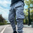 thumbnail image 4 of Rollback $10 & under Mrasaso Cargo Pants for Men, Men's Solid Color Three-dimensional Sense Sports Multi-pocket Washed Straight Barrel Reflect Light Cargo Outdoor Casual Pants, 4 of 7