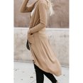 thumbnail image 4 of Women's Light Gray/Gray/Khaki/Apricot/Red Selected Button Down Pocketed High Low Cardigan, 4 of 9