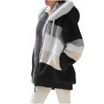 thumbnail image 3 of FAIWAD Women's Full Zip Fuzzy Fleece Hooded Coat Color Block Drawstring Fall Winter Warm Coat with Pockets, 3 of 5