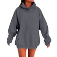 thumbnail image 1 of Chandail à Capuchon pour Femmes, Couleur Unie, Basique, Automne, avec Poche avant, Extensible, Coupe Confortable, Chandail Molletonné à Enfiler, Chandail Ras du Cou pour Femmes GY1 XXXXXL, 1 of 5