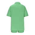thumbnail image 3 of Birdeem Womens Spring and Summer Fashion Slim Button-Up Top Casual Shorts Solid Color Top/Shirt Suit, 3 of 5