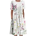 thumbnail image 2 of Robes Maxi pour Femmes 2023 Robe d'Été Bohème à Imprimé à Manches Courtes Robe de Plage Longueur Genou Robe à Manches Courtes en Liquidation, 2 of 5