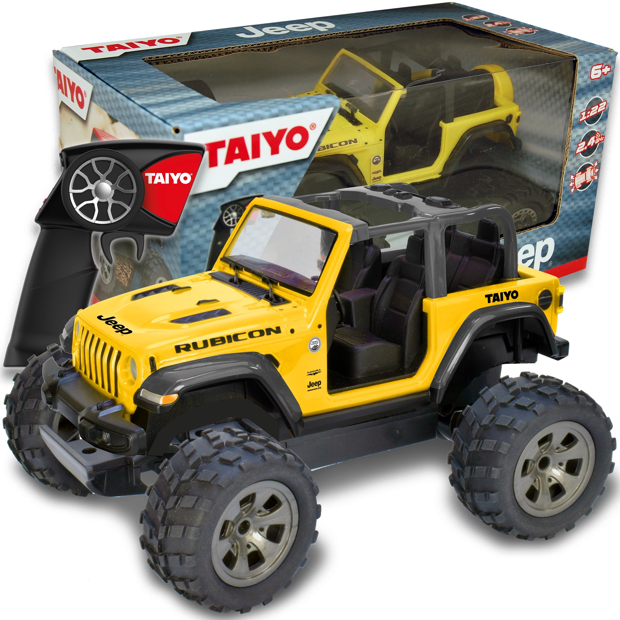 Taiyo RC Truck Jeep Rubicon, 1:22 Scale Remote Control Car with Handset Controller for Off-Road, High Speed, Fast Hobby Action for Kids and Adults, 2.4Ghz, Yellow, Ages 4+