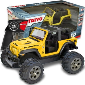 Taiyo RC Camion Jeep Rubicon, 1:22 Voiture de télécommande à échelle avec contrôleur à main pour hors route, haute vitesse, action rapide pour les enfants et les adultes, 2.4 Ghz, jaune, âges 4+