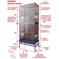 thumbnail image 4 of 2 Color, Extra Large Double Stackable Wrought Iron Flight Bird Breeding Cage for Canary Parakeet Cockatiel Lovebird Finch Bird Cage with Metal Tray and Removable Stand, 4 of 4