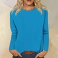 thumbnail image 2 of Timegard Womens Tops Long Sleeve Round Neck Solid Color Basic Tee Fall Casual Comfy Loose Tops Blouse, 2 of 5
