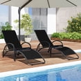 thumbnail image 4 of Costway Lot de 2 Chaises Berçantes d'Extérieur 2-en-1 avec Dossier Réglable à 4 Positions, Accoudoirs Courbés, 4 of 9