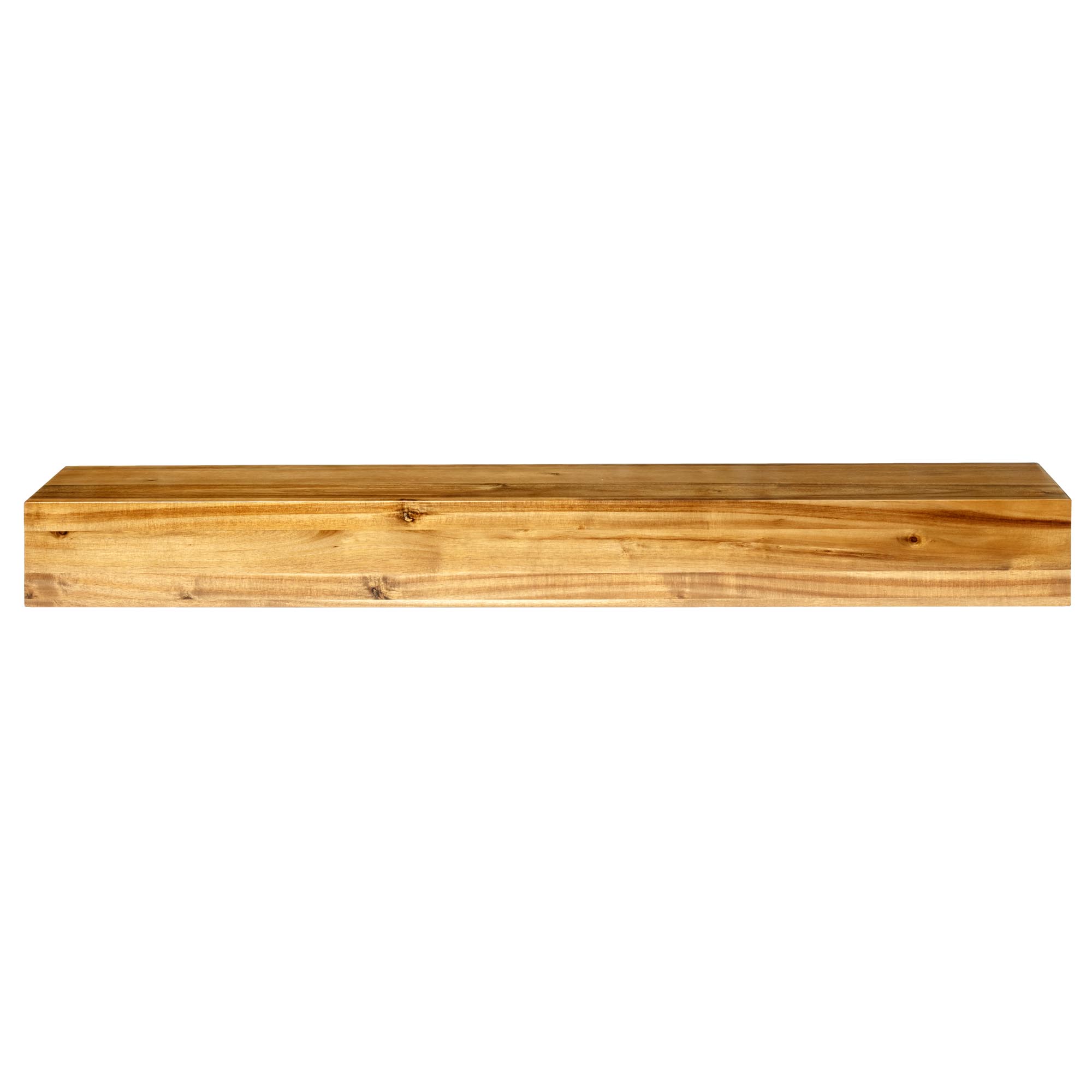 Tablette de foyer de 45 po en bois d'acacia fini lustré