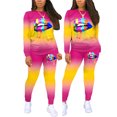 thumbnail image 5 of FOCUSNORM Women Lip Print Long Sleeve Sweatshirt + High Waist Pants Outfits, 5 of 5