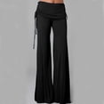 thumbnail image 2 of Timegard Plus Size Pants for Women Wide Leg Ruched Drawstring Flare Leggings Casual Comfy Trousers, 2 of 6